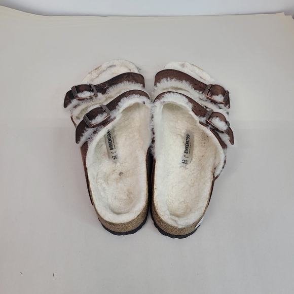 Birkenstock Size 11 Arizona Shearling Two Strap Sandals Sherpa Lined - Picture 2 of 7